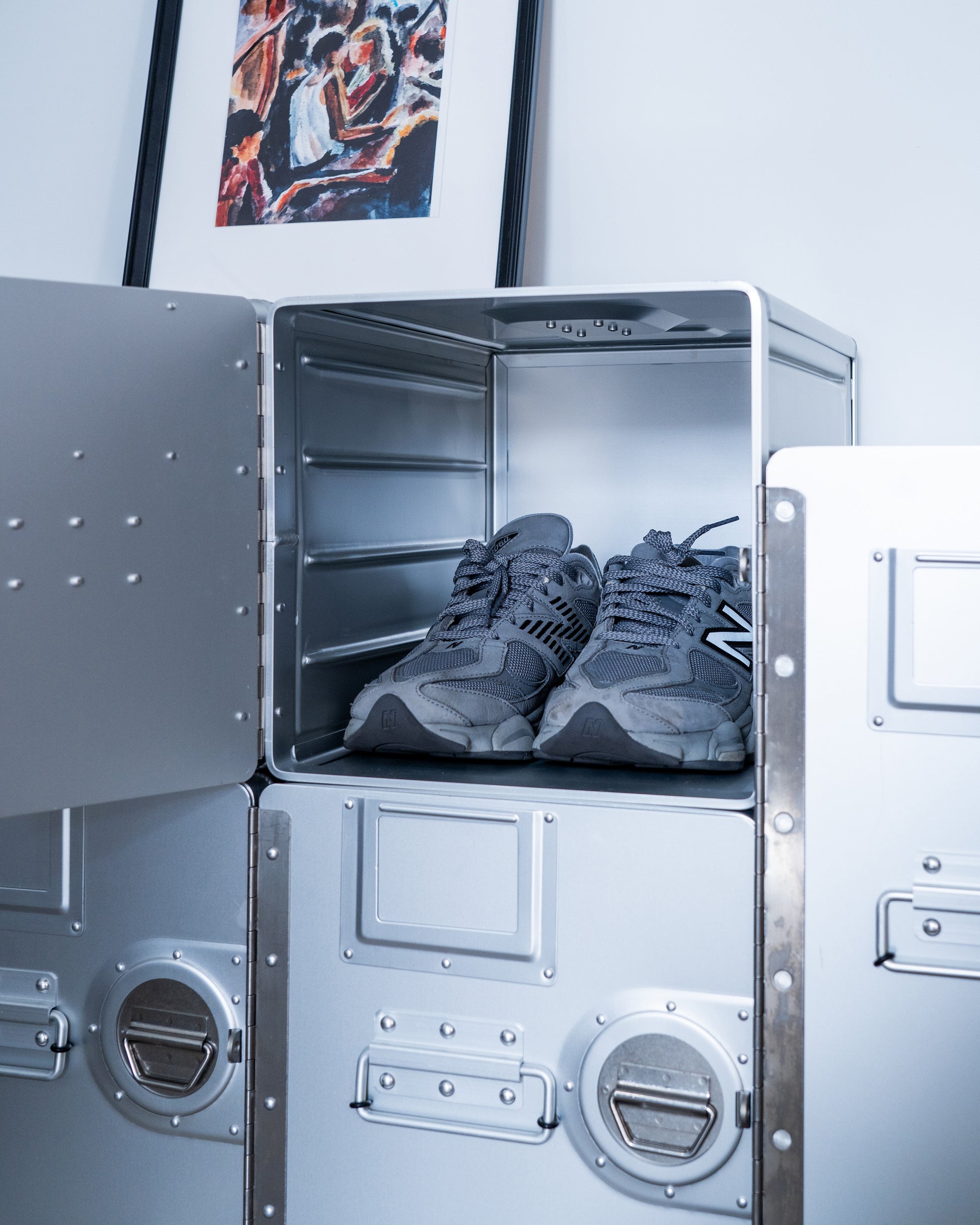Concord Aero Cabinet Standard, luxury aluminum cabinet with aviation-inspired design. Compact storage for high-end homes, executive offices, and luxury home decor.