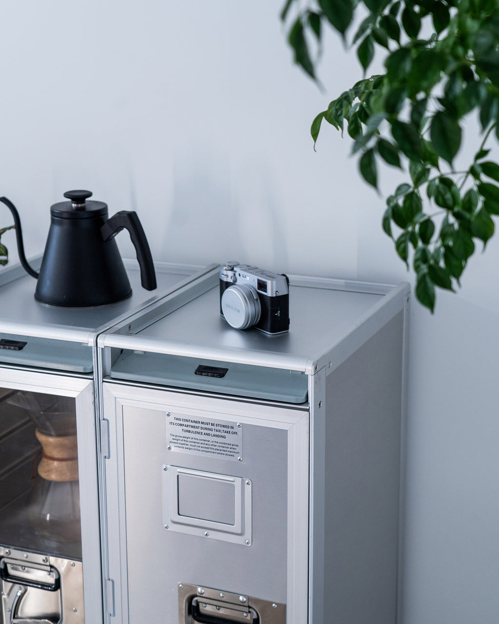 Concord Galaxy luxury trolley with aluminum door, aviation-inspired design in brushed aluminum. Perfect for high-end homes, executive offices, and luxury home decor.
