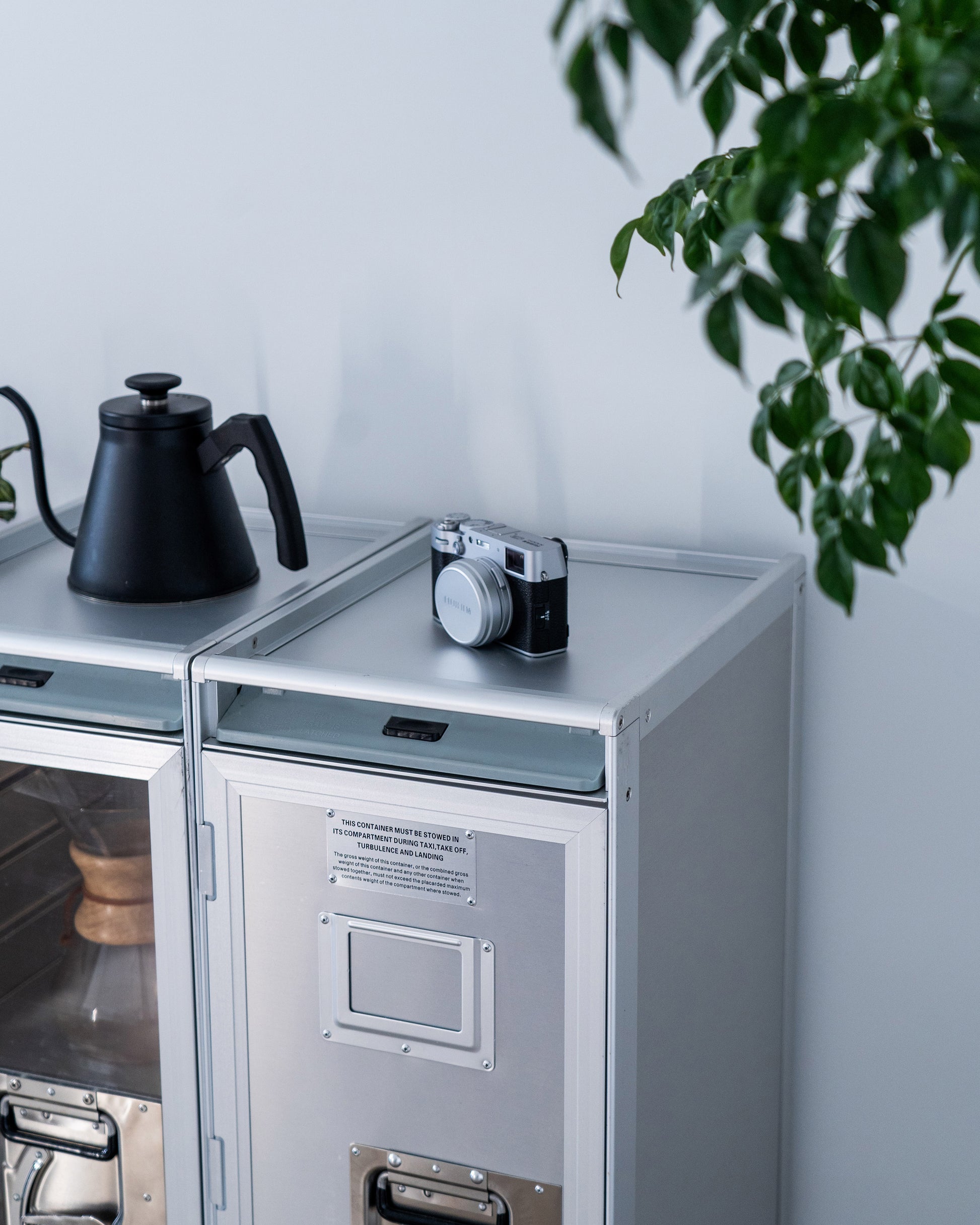 Concord Galaxy luxury trolley with aluminum door, aviation-inspired design in brushed aluminum. Perfect for high-end homes, executive offices, and luxury home decor.